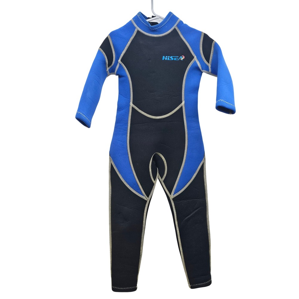 Hisea Kids Full Body Wetsuit Blue Black Neoprene Long Sleeve Diving Surfing Suit